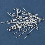 Brass Eye Pin, Cadmium Free & Lead Free, Silver Color Plated, 50x0.7mm, Hole: 2mm, about 5000pcs/1000g(EPC5.0cm-S)