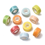 Handmade Porcelain European Beads, Large Hole Beads, Column, Mixed Color, 12x6.5~7mm, Hole: 5.5~6mm(PR-K001-01)