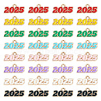 64Pcs 8 Colors Alloy Enamel Pendants, Light Gold, Number 2025 Charm, Mixed Color, 9x18x1.5mm, Hole: 1.8mm, 8pcs/color(ENAM-PJ0001-14)