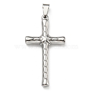304 Stainless Steel Big Pendants, Cross Charm, Stainless Steel Color, 50x27x6mm, Hole: hole: 8x5mm(STAS-D087-06P)