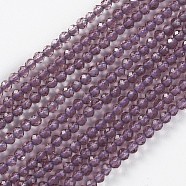 Glass Beads Strands, Faceted, Round, Old Rose, 2x2mm, Hole: 0.4mm, about 193~197pcs/strand, 14.17 inch~15.51 inch(36~39.4cm)(EGLA-E057-02B-19)