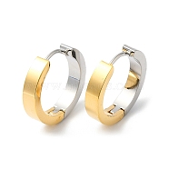 Two Tone Brass Flat Hoop Earrings, Real Gold Plated & Real Platinum Plated, 19.5x20x4mm(EJEW-P228-02)