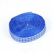 Polyester Ribbon, Tartan Ribbon, Royal Blue, 3/8 inch(10mm), about 10.94 Yards(10m)/Roll(OCOR-TAC0001-06L)