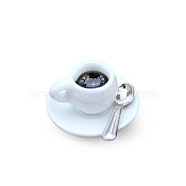 Mini Porcelain Coffee Cups with Tray & Spoon, for Dollhouse Accessories, Pretending Prop Decorations, White, 22x14mm(BOTT-PW0001-207)