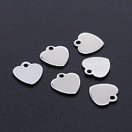 201 Stainless Steel Laser Cut Charms, Blank Stamping Tag, Heart, Stainless Steel Color, 9.5x9.5x1mm, Hole: 1.2mm(STAS-S105-T947-1)