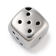 Retro 304 Stainless Steel Beads, Dice, Antique Silver, 8.5x8.5x8.5mm, Hole: 1.4mm(STAS-L274-021AS)
