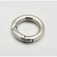 Ring Smooth 304 Stainless Steel Spring Gate Rings, O Rings, Snap Clasps, Stainless Steel Color, 9 Gauge, 15x3mm(X-STAS-E073-06-C)