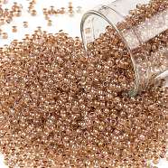 TOHO Round Seed Beads, Japanese Seed Beads, (1855) Inside Color AB Crystal/Rosaline Lined, 11/0, 2.2mm, Hole: 0.8mm, about 1110pcs/10g(X-SEED-TR11-1855)