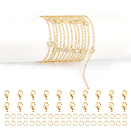 DIY Clear Cubic Zirconia Star Link Chain Bracelet Necklace Making Kit, Including Brass Chains, Iron Jump Rings, Alloy Clasps, Golden, Chain: 2M/box(DIY-CA0005-49)
