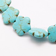Flower Synthetic Turquoise Beads Strands, Dyed, Turquoise, 15x15x5mm, Hole: 1mm, about 27pcs/strand, 15.7 inch(X-TURQ-I021-15mm-01)