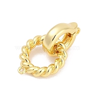 Brass Fold Over Clasps, Ring, Real 18K Gold Plated, 27mm(KK-M311-03G)