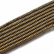 Electroplate Non-magnetic Synthetic Hematite Beads Strands, Flat Round/Disc, Golden Plated, 2x1mm, Hole: 0.8mm, about 450~456pcs/strand, 15.75 inch~15.94 inch(40cm~40.5cm)(G-T114-58-G)