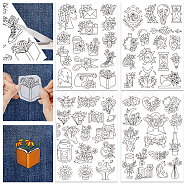 4 Sheets 11.6x8.2 Inch Stick and Stitch Embroidery Patterns, Non-woven Fabrics Water Soluble Embroidery Stabilizers, Flower, 297x210mmm(DIY-WH0455-004)