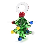 Colorful Transparent Handmade Lampwork Pendants for Christmas, Christmas Tree, 32x17x17mm, Hole: 6mm(LAMP-A004-01B)