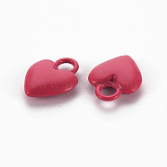 Spray Painted Alloy Charms, Cadmium Free & Lead Free, Heart, Cerise, 14.5x11x4mm, Hole: 3mm(PALLOY-Q433-032A-RS)