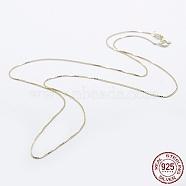 925 Sterling Silver Box Chain Necklaces, with Spring Ring Clasps, with 925 Stamp, Golden, 16 inch(40cm), 0.65mm(STER-F039-40cm-03G)