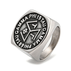 304 Stainless Steel Ring, Symbol, Inner Diameter: 19mm(RJEW-B055-04AS-06)