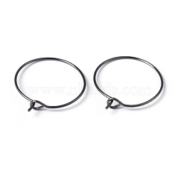 Brass Earrings Hoops, Wine Glass Charm Rings, Gunmetal, 20 Gauge, 20x0.8mm(X-EC067-1B)