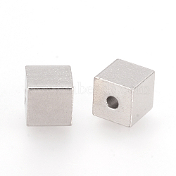Tarnish Resistant 304 Stainless Steel Beads, Cube, Stainless Steel Color, 8x8x8mm, Hole: 2mm(STAS-Q210-28)