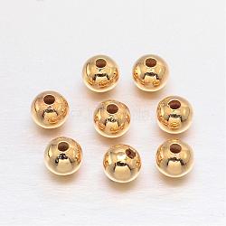 Brass Round Spacer Beads, Lead Free & Cadmium Free & Nickel Free, Real 18K Gold Plated, 4mm, Hole: 1.5mm, about 600pcs/50g(KK-L147-197-4mm-NR)