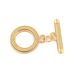 Brass Toggle Clasps, Ring, Real 18K Gold Plated, 17.5x14x1.7mm, Hole: 2.2mm, Bar: 17.5x6x2mm, Hole: 2.2mm(KK-A223-18G)