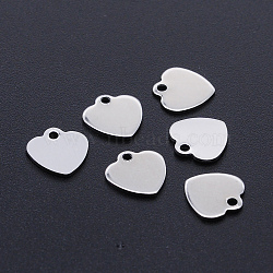 Non-Tarnish 201 Stainless Steel Laser Cut Charms, Blank Stamping Tag, Heart, Stainless Steel Color, 9.5x9.5x1mm, Hole: 1.2mm(STAS-S105-T947-1)