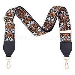 Bohemian Style Polyester Adjustable Webbing Bag Straps, with Alloy Swivel Clasp, Light Golden, Chocolate, 91~149.4x4.95x0.17cm(FIND-WH0418-24KCG-01)