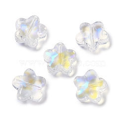 Electroplate Glass Beads, Color Plated, Star, Clear, 11.50x12x6.50mm,Hole:1.20mm(GLAA-S202-09)