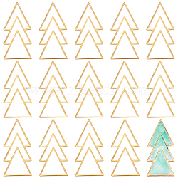 16Pcs Brass Filigree Joiners Links, Geometrical Triangle Christmas Tree, Raw(Unplated), 46x21x1mm(KK-BC0011-71)