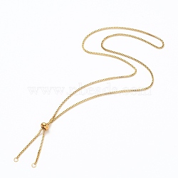 304 Stainless Steel Box Chain Slider Necklace Making, Venice Chains Bolo Necklace Making, Golden, 23.62 inch(60cm)(AJEW-JB00786)