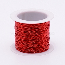 Metallic Cord, Metallic String, Jewelry Thread, Gift Packing Cord, for Wrapping, Hair Braiding and Craft Making, FireBrick, 0.5mm, 20m/roll(MCOR-WH0003-01A)