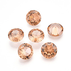 Diamond Shaped Cubic Zirconia Pointed Back Cabochons, Faceted, Sandy Brown, 10mm(ZIRC-R004-10mm-04)