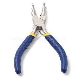 6-in-1 Bail Making Pliers, with Plastic Handles, 45# Steel 6-Step Multi-Size Wire Looping Forming Pliers, for Loops and Jump Rings, Dark Blue, 15x9.85x1.35cm(TOOL-G021-02)