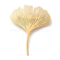 201 Stainless Steel Brooch for Backpack Clothes, Gingko Leaf, 59x46x1.3mm(STAS-Z050-03G)
