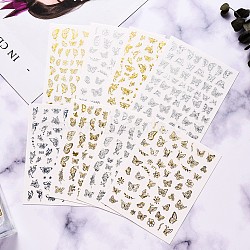 Laser Hot Stamping Nail Stickers, Self-adhesive Butterfly Word Geometric Nail Art Decals Supplies, for Woman Girls DIY Manicure Design, Mixed Patterns, 101x78.5mm(MRMJ-R088-38-M)