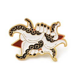 Eye Theme Enamel Pins, Alloy Brooches for Backpack Clothes, Octopus, 22.5x32mm(JEWB-S037-01G-02)