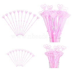 AHADERMAKER 120Pcs 2 Style Heart Shaped Plastic Flower Card Holder Stick, for Weddings Birthday Party Decorations, Pearl Pink, 231.5x36x1.8mm, 60pcs/style(AJEW-GA0003-93A)