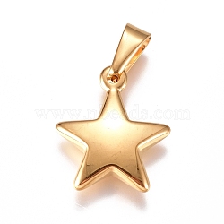 304 Stainless Steel Pendants, Star, Golden, 23.5x20x5mm, Hole: 10x4.5mm(X-STAS-I135-25G)