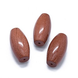 Synthetic Goldstone Two Half Drilled Holes Beads, Oval, 49.5~50x25mm, Hole: 2mm(G-G795-11-09)