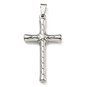 304 Stainless Steel Big Pendants, Cross Charm, Stainless Steel Color, 50x27x6mm, Hole: hole: 8x5mm