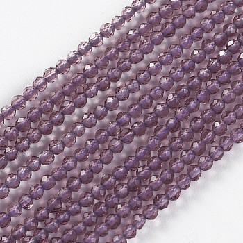 Glass Beads Strands, Faceted, Round, Old Rose, 2x2mm, Hole: 0.4mm, about 193~197pcs/strand, 14.17 inch~15.51 inch(36~39.4cm)