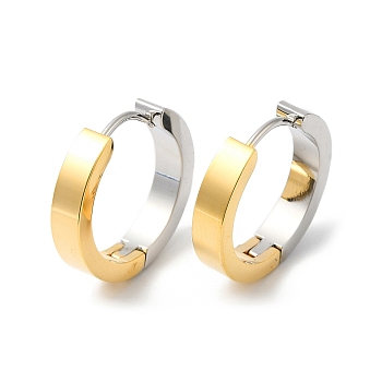 Two Tone Brass Flat Hoop Earrings, Real Gold Plated & Real Platinum Plated, 19.5x20x4mm