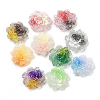 Luminous Transparent Epoxy Resin Decoden Cabochons, Glow in the Dark Flower, Mixed Color, 31.5x31x11.5mm