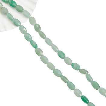 2 Strands Natural Green Aventurine Beads Strands, Faceted, Oval, 12x8x5~6mm, Hole: 1mm, about 17pcs/strand, 7.80''(19.81cm)