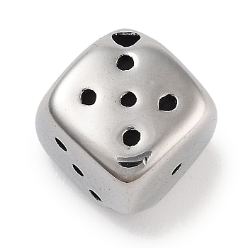 Retro 304 Stainless Steel Beads, Dice, Antique Silver, 8.5x8.5x8.5mm, Hole: 1.4mm
