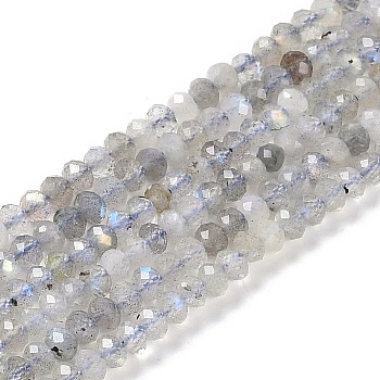 Natural Labradorite Beads Strands, Faceted, Rondelle, 3.5~4x3mm, Hole: 0.7mm, about 127~132pcs/strand, 14.96~15.16''(38~38.5cm)