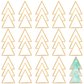 16Pcs Brass Filigree Joiners Links, Geometrical Triangle Christmas Tree, Raw(Unplated), 46x21x1mm