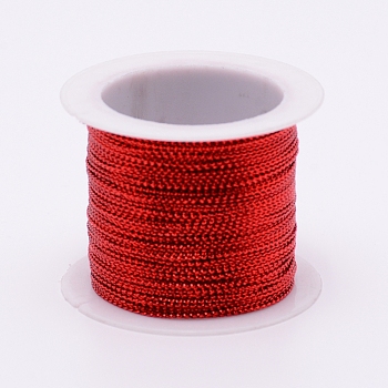 Metallic Cord, Metallic String, Jewelry Thread, Gift Packing Cord, for Wrapping, Hair Braiding and Craft Making, FireBrick, 0.5mm, 20m/roll