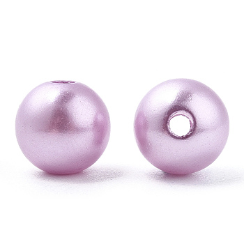 Spray Painted ABS Plastic Imitation Pearl Beads, Round, Plum, 10x9.5mm, Hole: 2mm, about 1040 pcs/500g