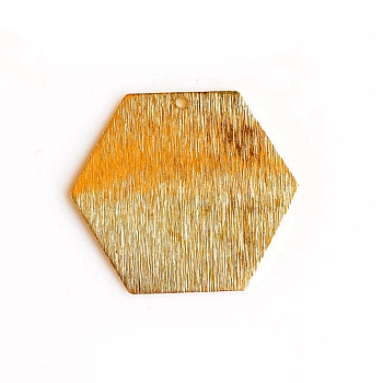 Zinc Alloy Charms, Drawbench Style, Golden, Hexagon, 24x24mm, Hole: 2mm